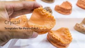  Presentation with modeling - Presentation design consisting of dental-technician-modeling-frame background and a yellow colored foreground