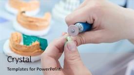  Presentation with dentistry - PPT layouts featuring dental technician or prosthesis worker background and a coral colored foreground