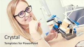  Presentation with dental prosthesis - Beautiful PPT layouts featuring dental technician or prosthesis worker backdrop and a lemonade colored foreground