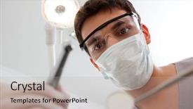  Presentation with set of different dental tools - Theme with dental technician with cleaning tools background and a light gray colored foreground