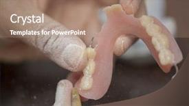  Presentation with dental laboratory - Cool new slide deck with dental technician work on denture backdrop and a coral colored foreground