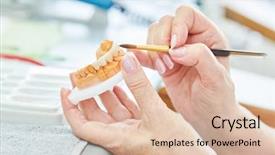  Presentation with dental prosthesis - Presentation theme consisting of dental technician work prosthesis production background and a lemonade colored foreground
