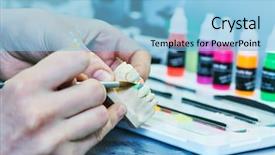  Presentation with dental prosthesis - PPT layouts featuring dental technician work prosthesis production background and a light blue colored foreground