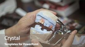  Presentation with dental laboratory - Colorful presentation design enhanced with dental technician working in dental backdrop and a violet colored foreground