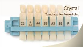  Presentation with dental - Amazing PPT theme having prothetic - dental teeth shades samples isolated backdrop and a lemonade colored foreground