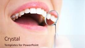  Presentation with teeth - Slides having dental tools - close-up of young female having background and a lemonade colored foreground