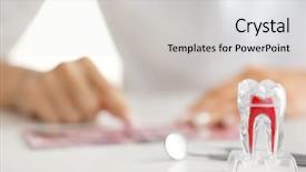  Presentation with molar tooth - Audience pleasing PPT layouts consisting of dental tools - model of molar tooth backdrop and a light gray colored foreground