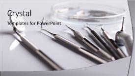  Presentation with dental instrument - Amazing presentation design having dental tools and equipment backdrop and a light gray colored foreground