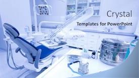  Presentation with equipment - Colorful slide set enhanced with dental-tools-and-equipment backdrop and a light blue colored foreground
