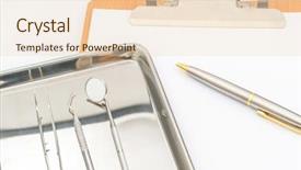  Presentation with equipment - Audience pleasing theme consisting of medical records set record - dental tools and equipment backdrop and a lemonade colored foreground