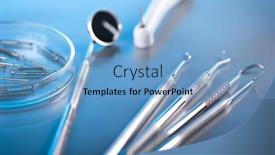  Presentation with equipment - Cool new slide set with dental-tools-and-equipment backdrop and a light blue colored foreground