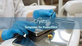  Presentation with dental office - Slide set having teeth over medical office background background and a ocean colored foreground