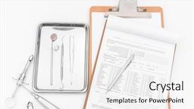  Presentation with dental - Cool new PPT theme with dental tools equipment and dental backdrop and a white colored foreground