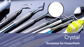  Presentation with tools - Slide deck enhanced with dental tools set background and a ocean colored foreground