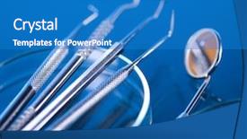  Presentation with dental instrument - Presentation theme featuring dental tools set background and a teal colored foreground