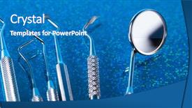  Presentation with dental instrument - Cool new PPT theme with dental tools backdrop and a teal colored foreground