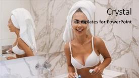  Presentation with bathroom - Amazing PPT layouts having laughing young woman in bra backdrop and a coral colored foreground