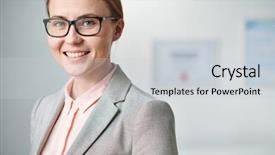  Presentation with professional community - Audience pleasing PPT layouts consisting of dental vision - cheerful young female professional backdrop and a light gray colored foreground