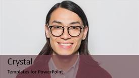  Presentation with man looking up happy - Cool new PPT theme with dental vision - happy asian man in eyeglasses backdrop and a  colored foreground