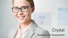  Presentation with successful - Slide deck featuring dental vision - happy young successful businesswoman background and a light gray colored foreground