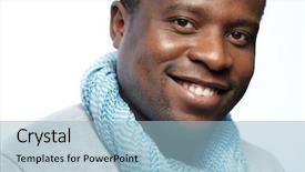  Presentation with man looking up happy - Theme enhanced with dental vision - image of young african man background and a light blue colored foreground