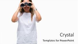  Presentation with teeth - Colorful PPT theme enhanced with dental vision - middle age hispanic woman looking backdrop and a white colored foreground