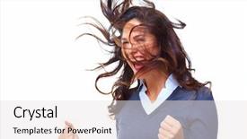  Presentation with young business woman smile show - Beautiful theme featuring dental vision - portrait of happy young business backdrop and a sky blue colored foreground