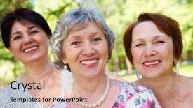  Presentation with aged - Colorful slides enhanced with dental vision - portrait of three aged women backdrop and a coral colored foreground