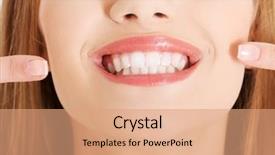  Presentation with teeth - Presentation theme enhanced with dental vision - portrait of woman showing her background and a  colored foreground