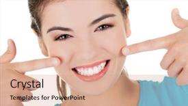  Presentation with teeth - Slides with dental vision - portrait of woman showing her background and a  colored foreground