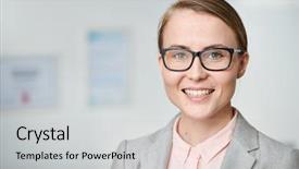  Presentation with ethnicity - PPT layouts enhanced with dental vision - pretty young blonde woman background and a light gray colored foreground