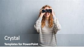  Presentation with grey - Slide deck featuring dental vision - young redhead woman over grey background and a  colored foreground