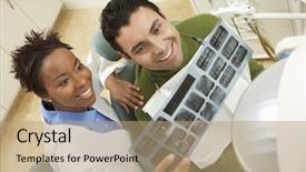  Presentation with dentist xray - Presentation theme having dental xray - high angle view of dentist background and a coral colored foreground