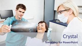  Presentation with xray - Theme with dental xray - male dentist with female assistant background and a sky blue colored foreground