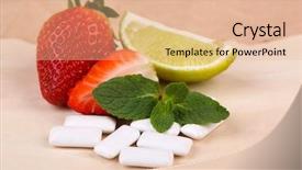  Presentation with taste - PPT theme having dentalcollections - chewing gums with fruit taste background and a  colored foreground