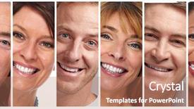  Presentation with human face set of faces - Beautiful PPT layouts featuring dentalcollections - happy people faces set backdrop and a coral colored foreground