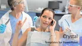  Presentation with dental surgery - Amazing presentation having dentaloffice - busy businesswoman at dental surgery backdrop and a coral colored foreground