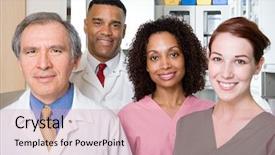  Presentation with dental radiology dentist and assistant - Colorful presentation enhanced with dentaloffice - dentists and dental nurses backdrop and a coral colored foreground