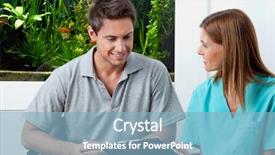  Presentation with dentist - Amazing PPT theme having dentaloffice - female dentist with clipboard explaining backdrop and a light blue colored foreground