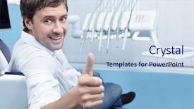  Presentation with clinic - Beautiful slides featuring dentaloffice - patient in a dental clinic backdrop and a light blue colored foreground