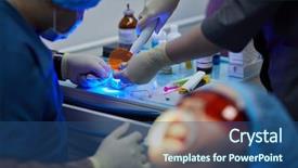  Presentation with dental implant - Presentation design with dentist and assistant prepare dental background and a ocean colored foreground