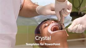  Presentation with dentist - Audience pleasing presentation theme consisting of dentist and assistant were bent backdrop and a red colored foreground