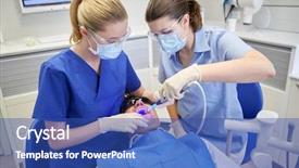  Presentation with dental assistant - Presentation design enhanced with dentist and assistant with dental background and a ocean colored foreground