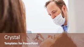  Presentation with dental assistant - Audience pleasing slide deck consisting of dentist-and-dental-assistant backdrop and a tawny brown colored foreground