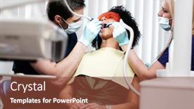  Presentation with private practice - Slide set consisting of dentist-and-his-assitant-working background and a tawny brown colored foreground