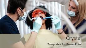  Presentation with private practice - Beautiful slides featuring dentist-and-his-assitant-working backdrop and a soft green colored foreground