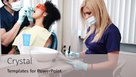  Presentation with private practice - PPT layouts featuring dentist-and-his-assitant-working background and a light gray colored foreground