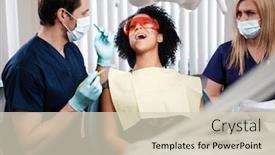  Presentation with private practice - Slide deck consisting of dentist-and-his-assitant-working background and a soft green colored foreground