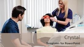  Presentation with private practice - PPT layouts with dentist-and-his-assitant-working background and a coral colored foreground