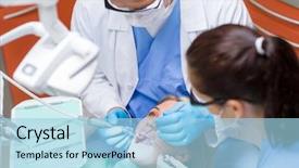  Presentation with dental - PPT theme featuring dentist and nurse doing dental background and a light blue colored foreground